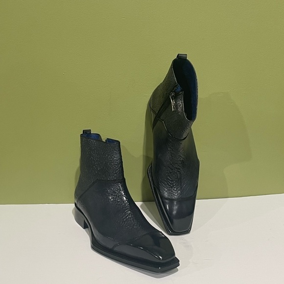 Emilio Franco boot charcoal leather calf captoe side zipper - Picture 1 of 6